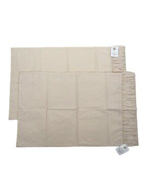 Sweet Dreams Pair of 2 Ruched Edge Standard Pillowcases Covers Oyster Ivory NEW
